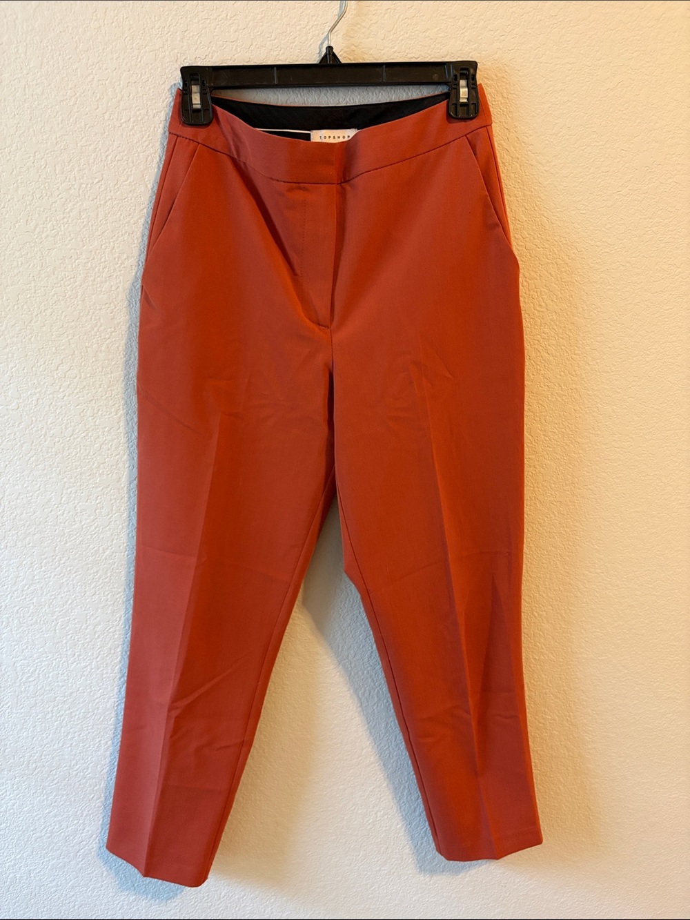 Topshop Cropped Straight-Leg Pants in Rust Orange